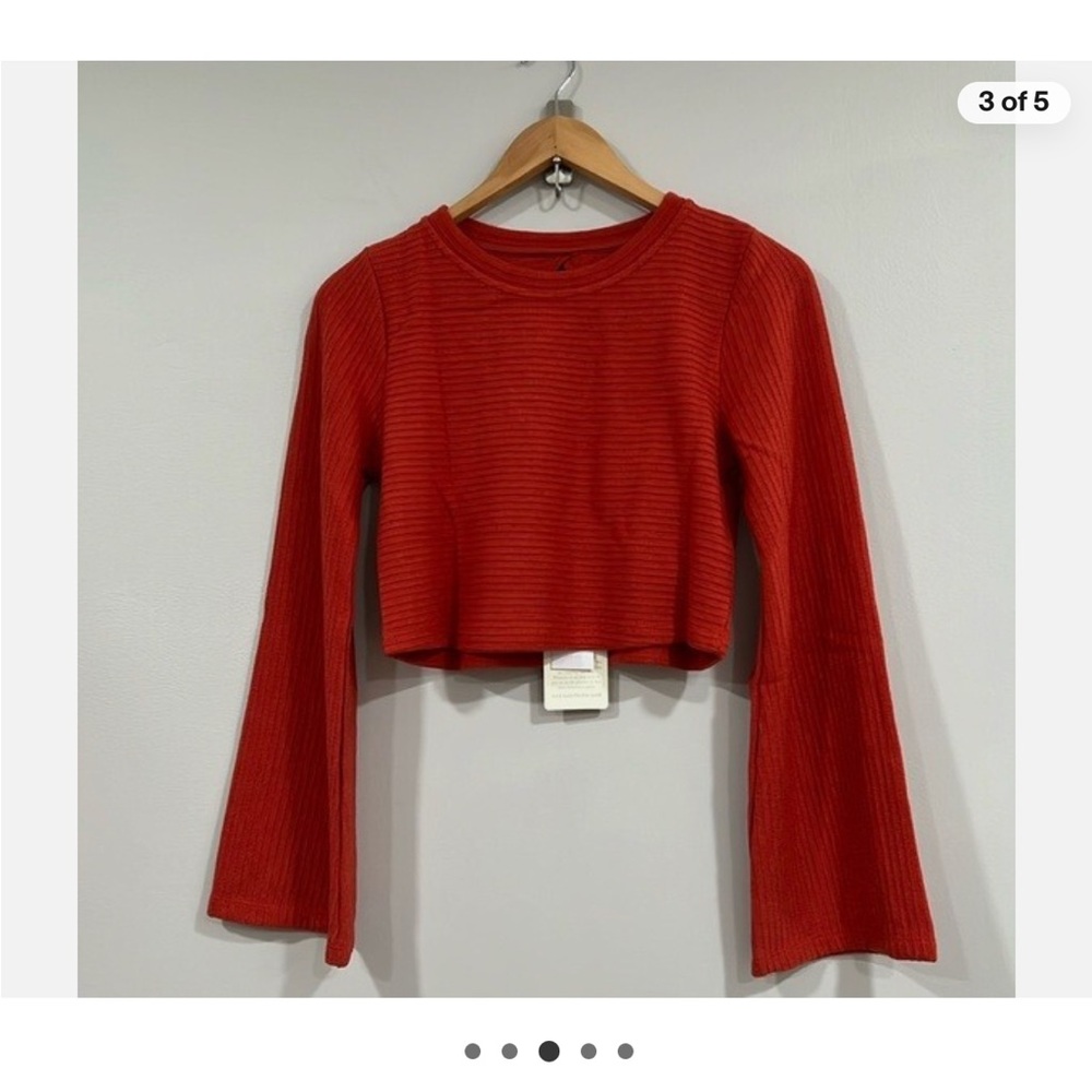 Band of the free Alize Rust long sleeve ribbed crop knit top size med